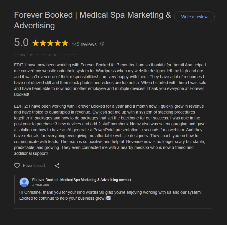 Google Review - Christine continued